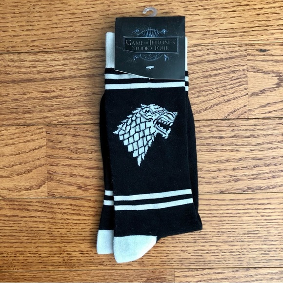 Game of Thrones Studio Tour RARE House Sigils Black Socks Women’s Size O/S NWT - Picture 1 of 6